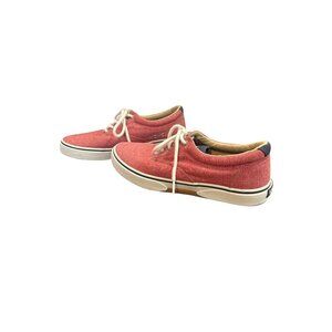 Sperry Topsider Mens 9m Boat Shoe Washed Red Low Top Lace Up Pre Owned